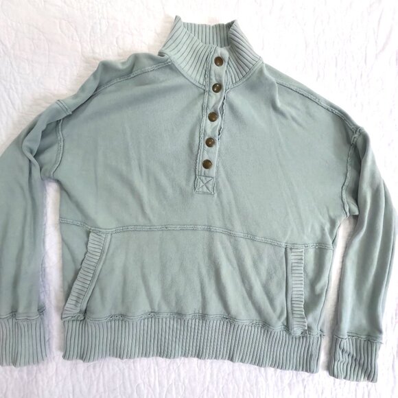 Aerie Mock neck Snap Down Sweater Sage Green XS - Picture 2 of 3